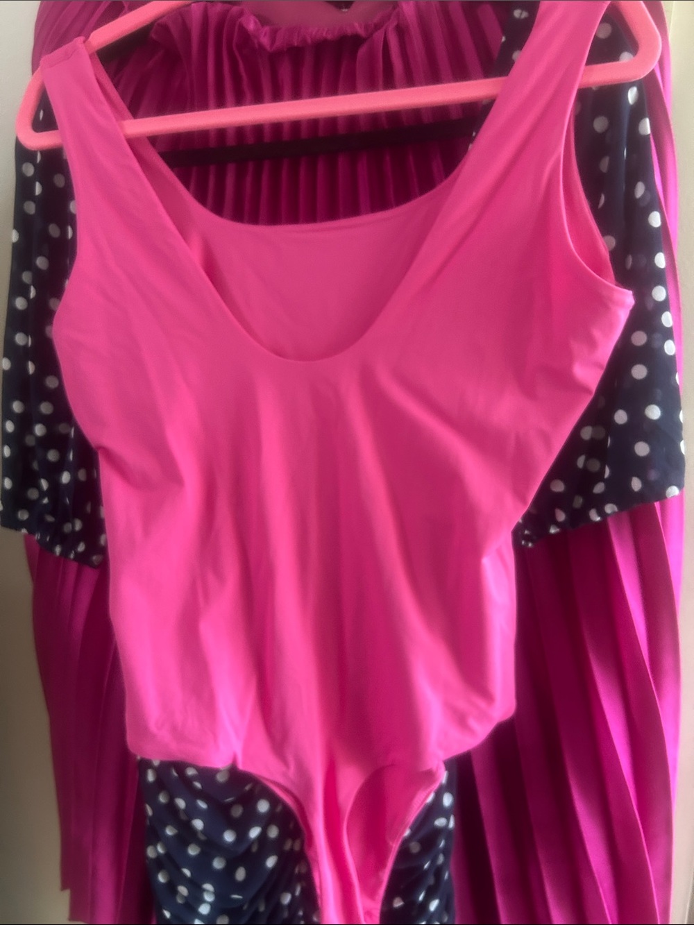 Nordstrom Bright Hot Pink Scoop Neck Bodysuit